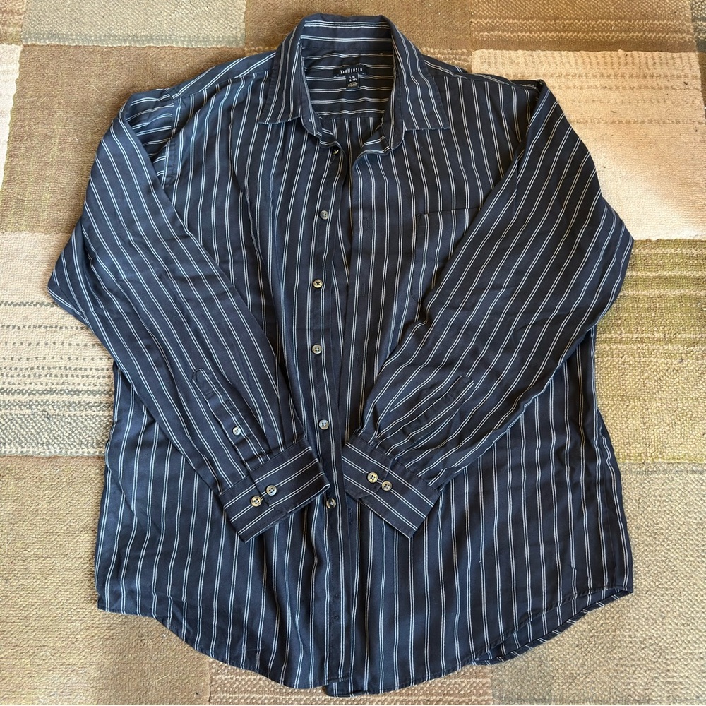 Van Heusen Navy Striped Button Down Shirt